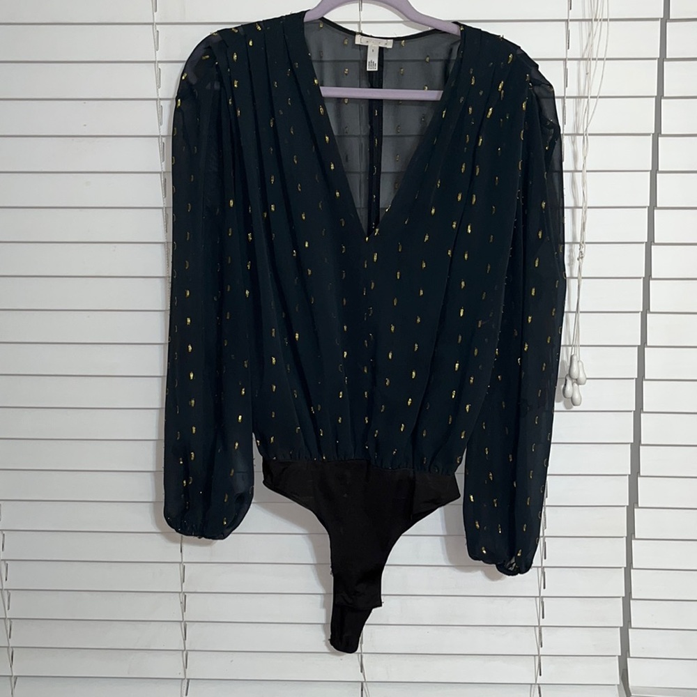 Keith Black bodysuit with gold sparkles